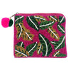 Fuschia With Leaf Print Coin Purse LAC-CP-1247